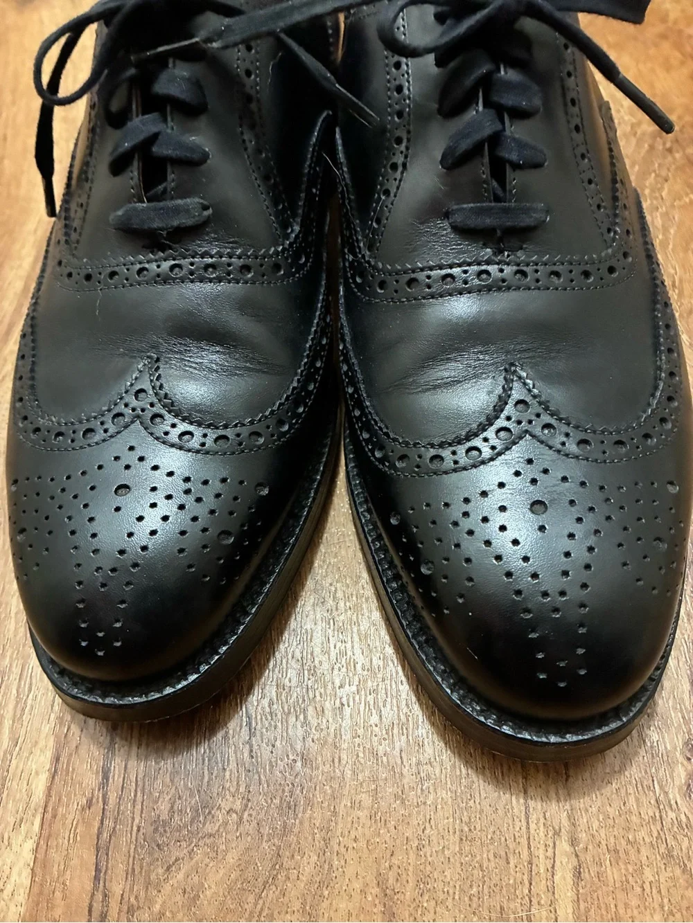 Polo Ralph Lauren Benchmade England Black Leather Wingtip Oxfords 9.5D⁠